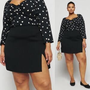 REFORMATION Women's Plus size 14 Black Margot Mini Fitted Lightweight Skirt Es
